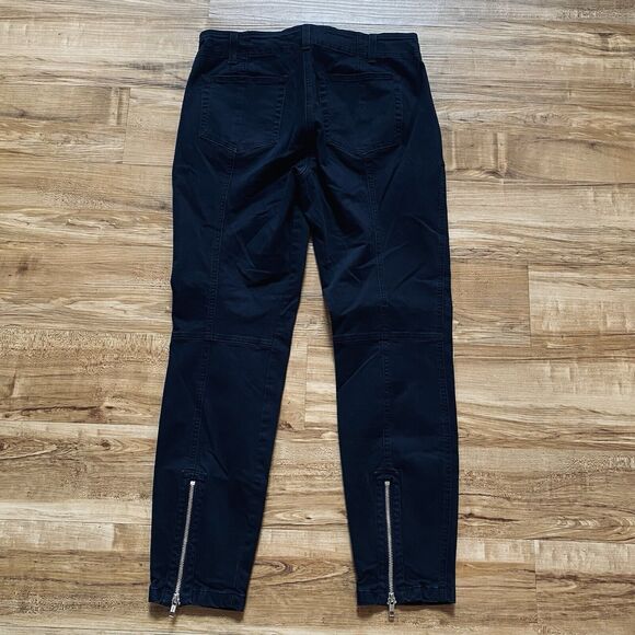 A.L.C 8 Washed Black Quintin Stretch Cotton Front Zip Slim Pants Moto Minimalist - Picture 2 of 16